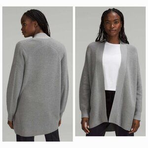 Lululemon Merino Wool Ribbed Open Front Cardigan Heathered Gull Grey 2022 Sz 4